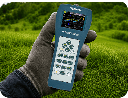 Portable RigExpert analyzer in the field